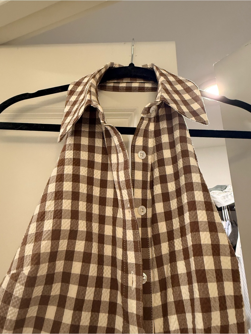 Veronica Beard Mackey Gingham Seersucker Halter Dress - Picture 8 of 10